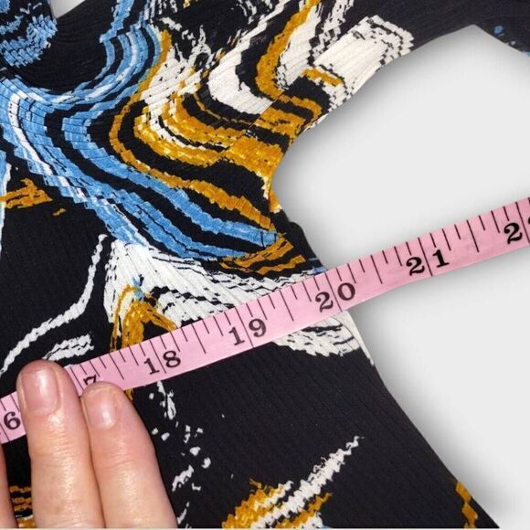 Nine West Womens Dress Sz 14 Pleated Mod 70s Trend Style Chiffon Swirl Black - Picture 11 of 12